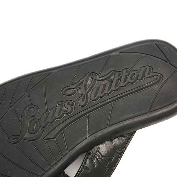 ルイ ヴィトン モノグラム ビーチサンダル ブラック レザー メンズ LOUIS VUITTON 【中古】