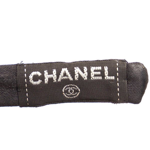 シャネル リボン カチューシャ ブラック サテン レディース CHANEL 【中古】