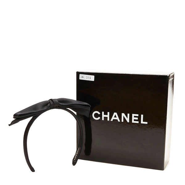 シャネル リボン カチューシャ ブラック サテン レディース CHANEL 【中古】