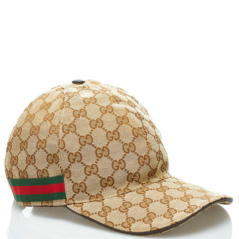 グッチ GGキャンバス シェリーライン ベースボールキャップ 200035 ベージュ キャンバス レザー メンズ GUCCI 【中古】