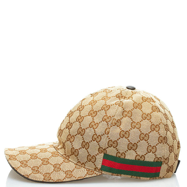グッチ GGキャンバス シェリーライン ベースボールキャップ 200035 ベージュ キャンバス レザー メンズ GUCCI 【中古】