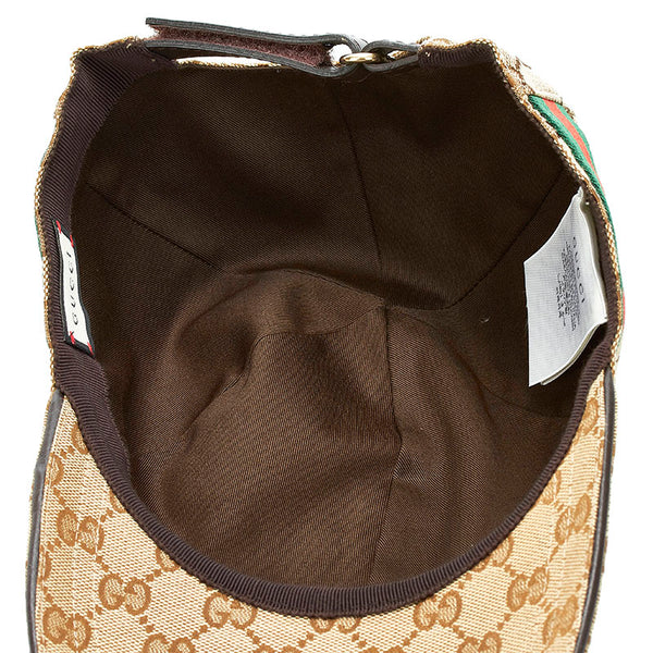 グッチ GGキャンバス シェリーライン ベースボールキャップ 200035 ベージュ キャンバス レザー メンズ GUCCI 【中古】