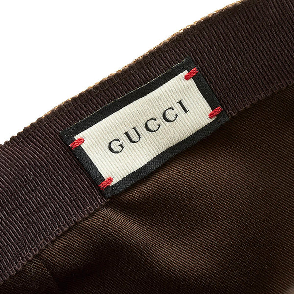 グッチ GGキャンバス シェリーライン ベースボールキャップ 200035 ベージュ キャンバス レザー メンズ GUCCI 【中古】