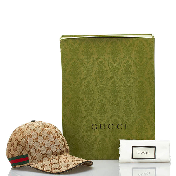 グッチ GGキャンバス シェリーライン ベースボールキャップ 200035 ベージュ キャンバス レザー メンズ GUCCI 【中古】