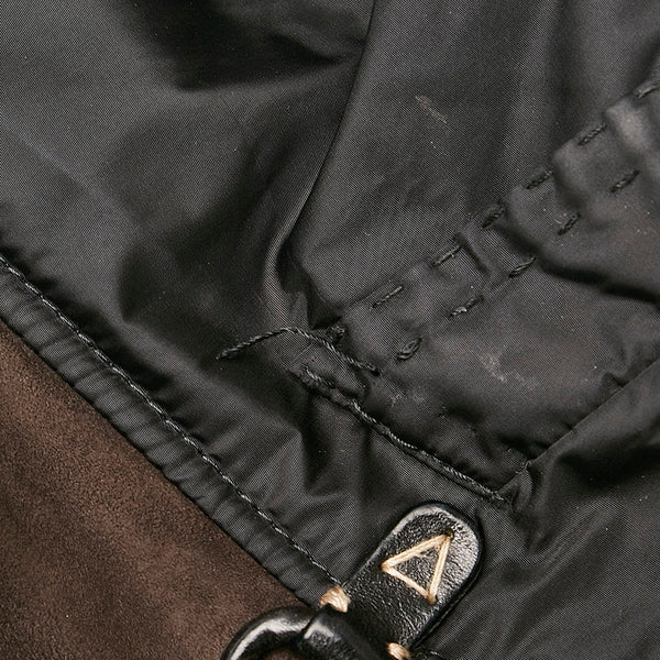 エルマンノ シェルヴィーノ ファー襟 アウター ベスト ブラック ブラウン ナイロン スウェード レディース ERMANNO SCERVINO 【中古】