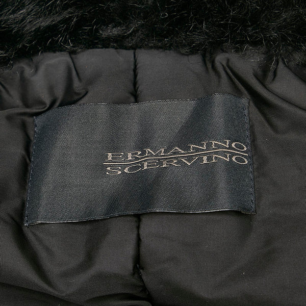 エルマンノ シェルヴィーノ ファー襟 アウター ベスト ブラック ブラウン ナイロン スウェード レディース ERMANNO SCERVINO 【中古】