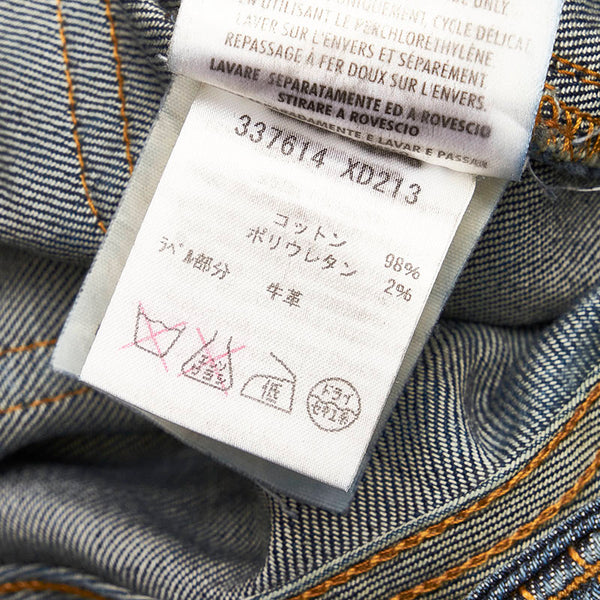 グッチ パンツ スキニー 337614 インディゴ ブルー コットンデニム ポリウレタン レザー レディース GUCCI 【中古】