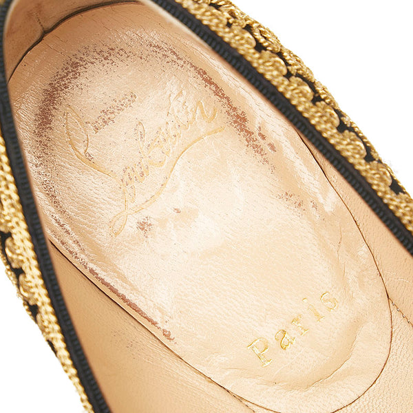 クリスチャンルブタン 刺繍 パンプス フラットシューズ ブラック スウェード レディース Christian Louboutin 【中古】