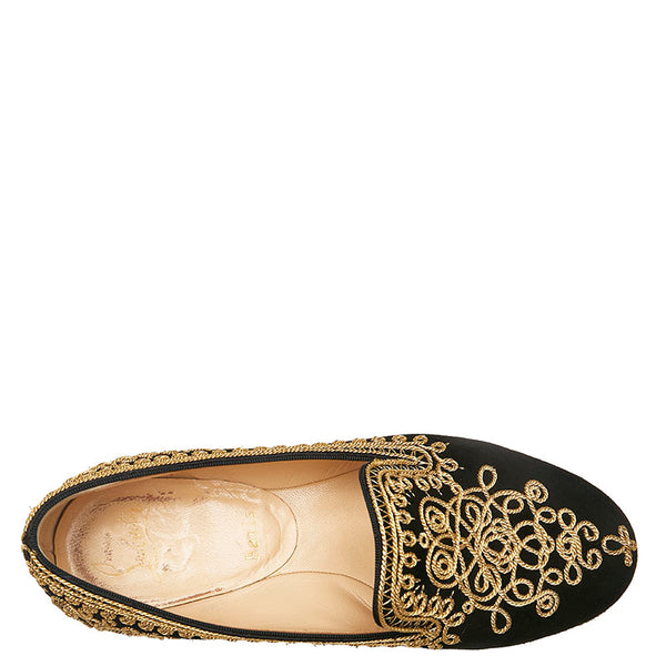 クリスチャンルブタン 刺繍 パンプス フラットシューズ ブラック スウェード レディース Christian Louboutin 【中古】