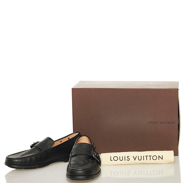 ルイ ヴィトン モノグラム ドライビングシューズ ローファー ブラック レザー メンズ LOUIS VUITTON 【中古】