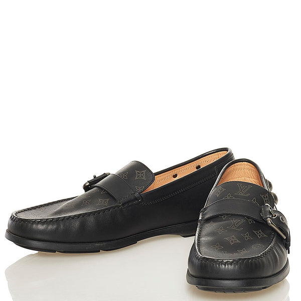ルイ ヴィトン モノグラム ドライビングシューズ ローファー ブラック レザー メンズ LOUIS VUITTON 【中古】