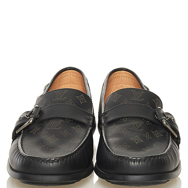 ルイ ヴィトン モノグラム ドライビングシューズ ローファー ブラック レザー メンズ LOUIS VUITTON 【中古】