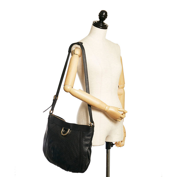 グッチ グッチシマ アビー 斜め掛け ショルダーバッグ 204940 ブラック レザー レディース GUCCI 【中古】