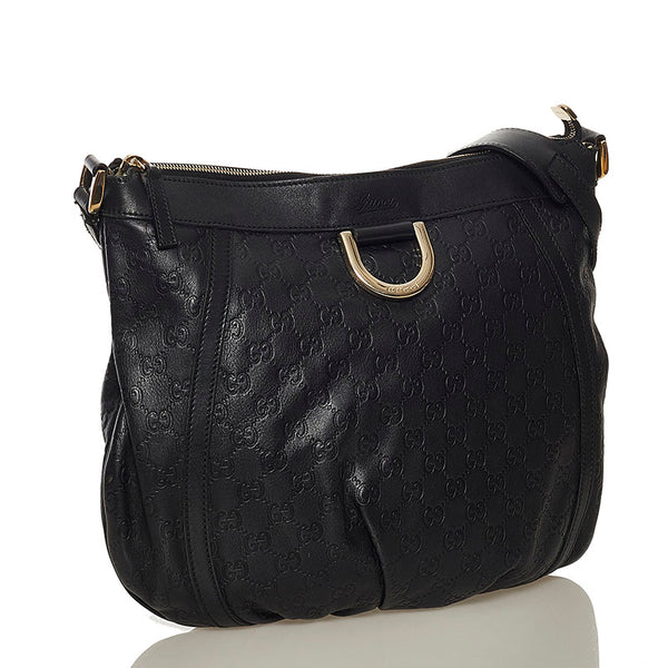 グッチ グッチシマ アビー 斜め掛け ショルダーバッグ 204940 ブラック レザー レディース GUCCI 【中古】