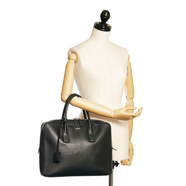 サンローラン ブリーフケース ビジネスバッグ ブラック レザー メンズ SAINT LAURENT 【中古】