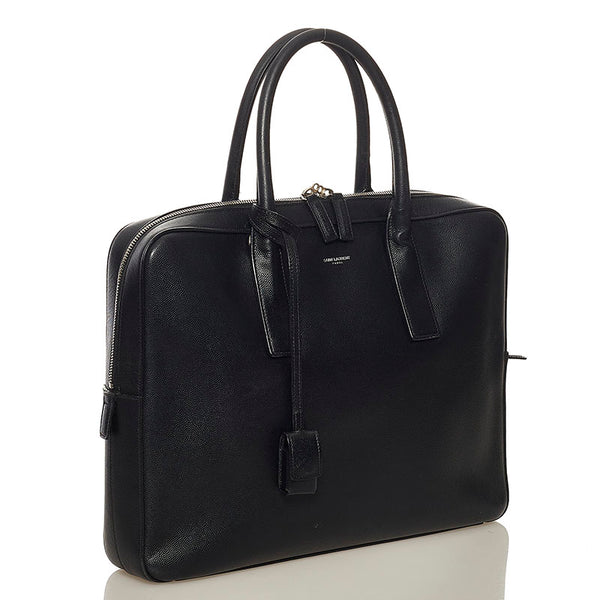 サンローラン ブリーフケース ビジネスバッグ ブラック レザー メンズ SAINT LAURENT 【中古】