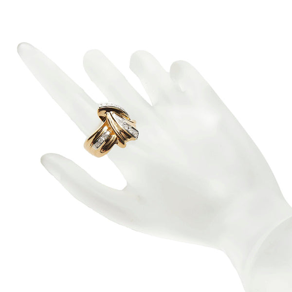 Pt900 プラチナ K18YG イエローゴールド コンビ ダイヤ0.40ct リング 指輪 レディース 14.5号 【中古】