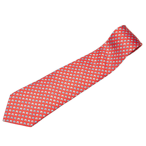エルメス 馬 総柄 ネクタイ レッド シルク メンズ HERMES 【中古】