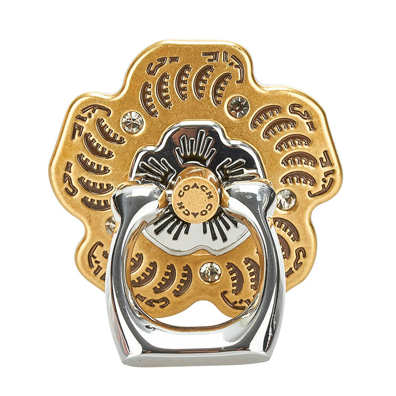コーチ フラワー ラインストーン スマホリング ゴールド シルバー メタル メッキ レディース COACH 【中古】