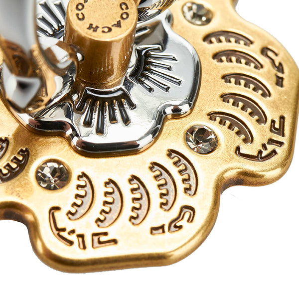 コーチ フラワー ラインストーン スマホリング ゴールド シルバー メタル メッキ レディース COACH 【中古】