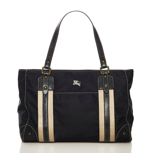 バーバリー ショルダーバッグ トートバッグ ブラック ナイロン レザー レディース BURBERRY 【中古】