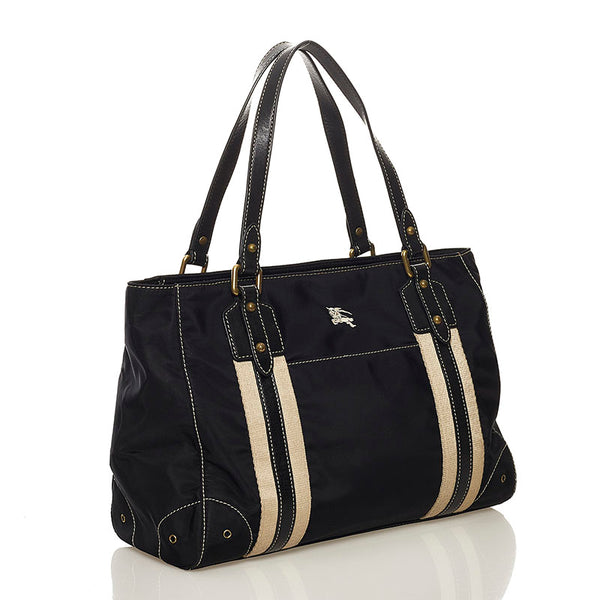 バーバリー ショルダーバッグ トートバッグ ブラック ナイロン レザー レディース BURBERRY 【中古】