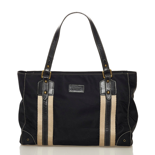 バーバリー ショルダーバッグ トートバッグ ブラック ナイロン レザー レディース BURBERRY 【中古】