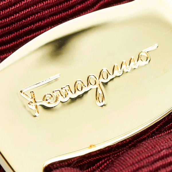 サルヴァトーレフェラガモ ヴァラリボン バレッタ ボルドー ゴールド コットン レーヨン メッキ レディース Salvatore Ferragamo 【中古】