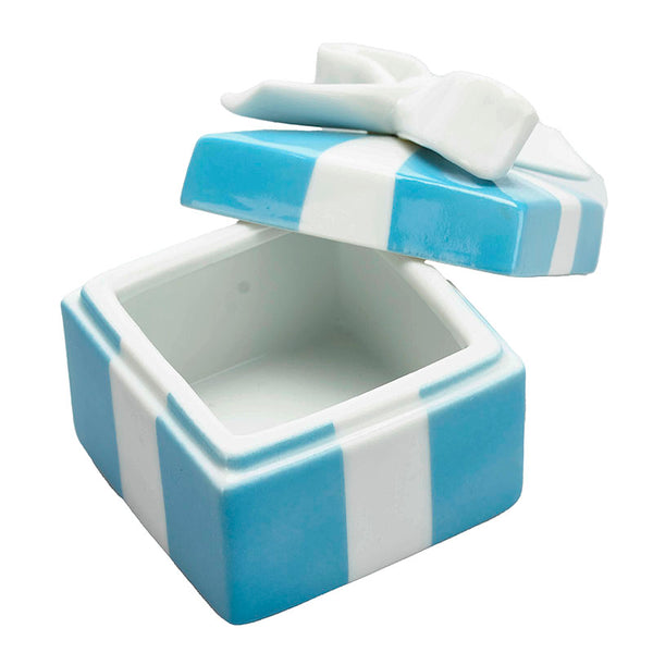 ティファニー リボン プレゼントボックス型 小物入れ ブルー 陶器 レディース TIFFANY&Co. 【中古】