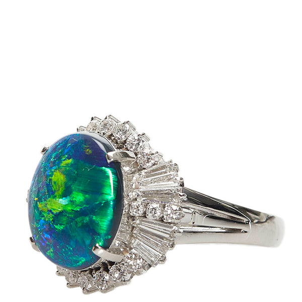 Pt900 プラチナ ブラックオパール2.91ct ダイヤ1.15ct リング 指輪 レディース 11号 【中古】