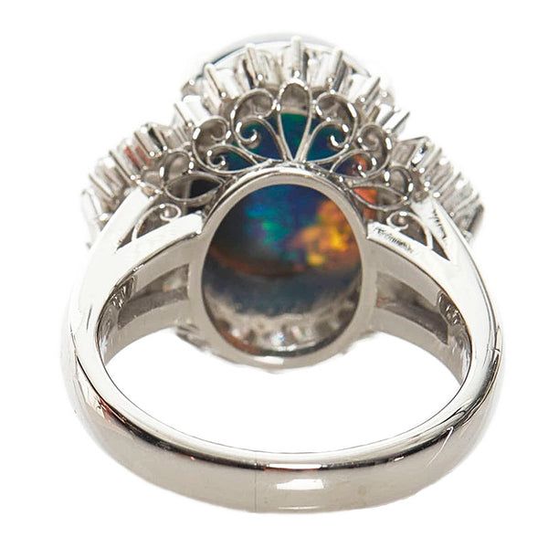 Pt900 プラチナ ブラックオパール2.91ct ダイヤ1.15ct リング 指輪 レディース 11号 【中古】