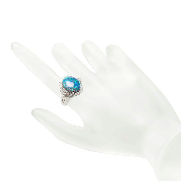 Pt900 プラチナ ブラックオパール2.91ct ダイヤ1.15ct リング 指輪 レディース 11号 【中古】