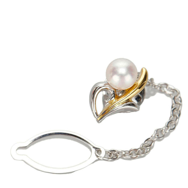 タサキ シルバー ゴールド メタル メッキ アコヤパール6.5 タイタック レディース TASAKI 【中古】