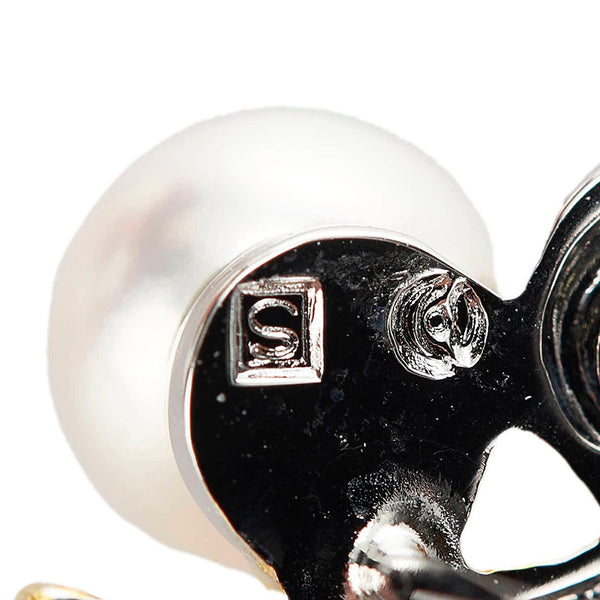 タサキ シルバー ゴールド メタル メッキ アコヤパール6.5 タイタック レディース TASAKI 【中古】