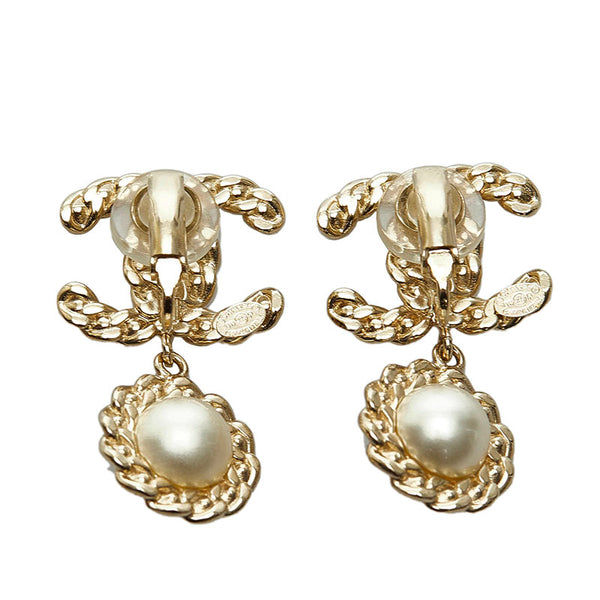 シャネル ココマーク パール ストーン イヤリング ゴールド メッキ レディース CHANEL 【中古】