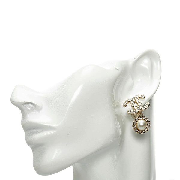 シャネル ココマーク パール ストーン イヤリング ゴールド メッキ レディース CHANEL 【中古】