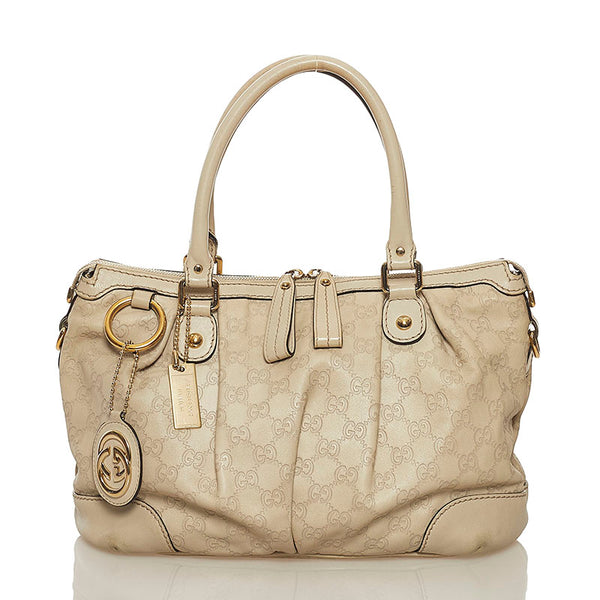 グッチ グッチシマ スーキー ハワイ限定 ハンドバッグ ショルダーバッグ 2WAY 247902 オフホワイト レザー レディース GUCCI 【中古】