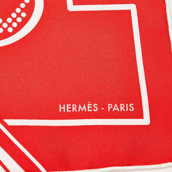 エルメス カレ45 PEGASE POP ペガサスポップ スカーフ レッド ホワイト シルク レディース HERMES 【中古】