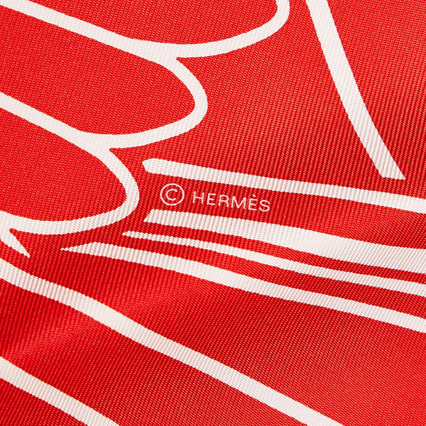 エルメス カレ45 PEGASE POP ペガサスポップ スカーフ レッド ホワイト シルク レディース HERMES 【中古】