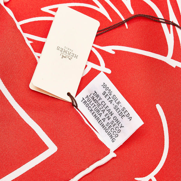 エルメス カレ45 PEGASE POP ペガサスポップ スカーフ レッド ホワイト シルク レディース HERMES 【中古】