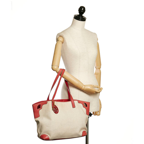 カルティエ マルチェロ ショルダーバッグ トートバッグ ベージュ ピンク キャンバス レザー レディース CARTIER 【中古】