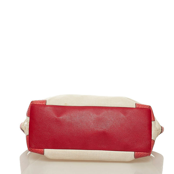 カルティエ マルチェロ ショルダーバッグ トートバッグ ベージュ ピンク キャンバス レザー レディース CARTIER 【中古】