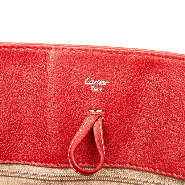 カルティエ マルチェロ ショルダーバッグ トートバッグ ベージュ ピンク キャンバス レザー レディース CARTIER 【中古】