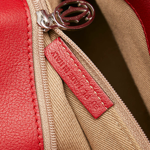 カルティエ マルチェロ ショルダーバッグ トートバッグ ベージュ ピンク キャンバス レザー レディース CARTIER 【中古】