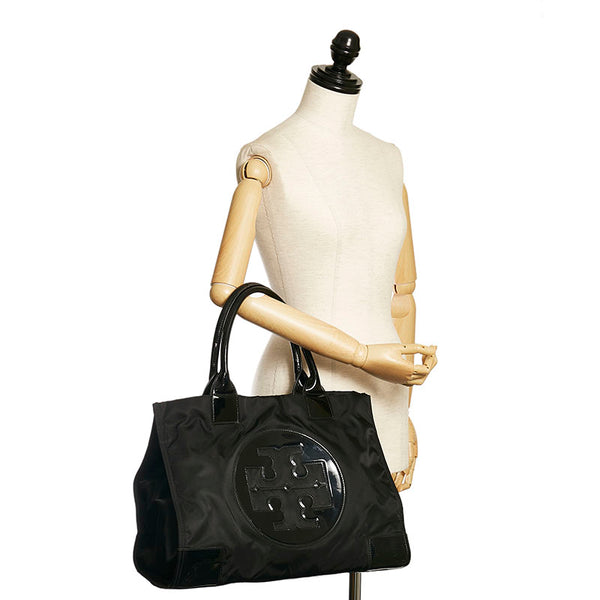 トリーバーチ トートバッグ ブラック ナイロン エナメル レディース Tory Burch 【中古】