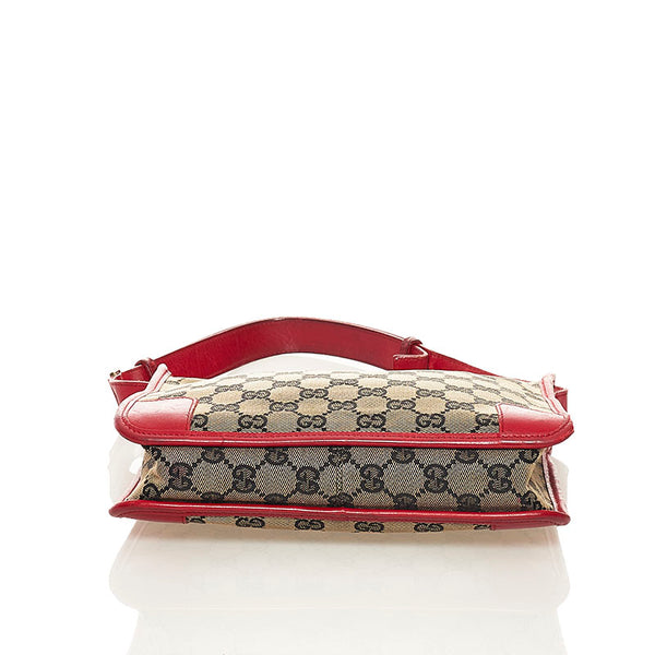 グッチ GGキャンバス ワンショルダーバッグ 001 4205 ベージュ レッド キャンバス レザー レディース GUCCI 【中古】