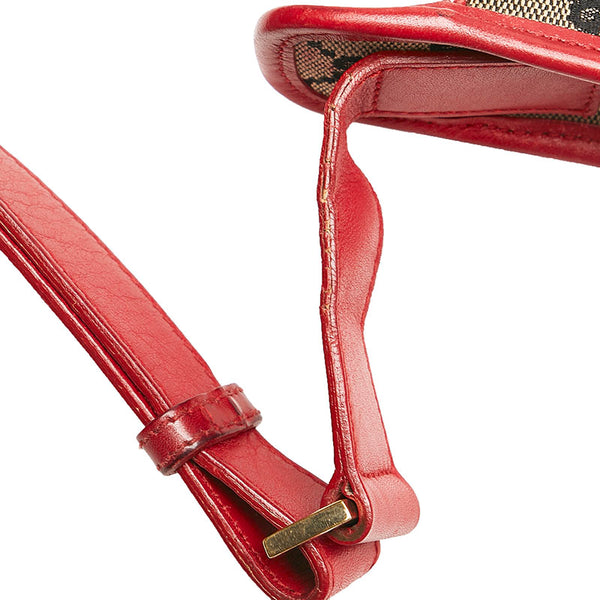 グッチ GGキャンバス ワンショルダーバッグ 001 4205 ベージュ レッド キャンバス レザー レディース GUCCI 【中古】