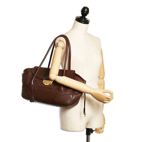 プラダ ショルダーバッグ ブラウン レザー レディース PRADA 【中古】