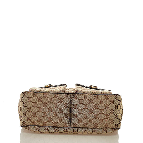 グッチ GGキャンバス ワンショルダーバッグ 153025 ブラウン ベージュ キャンバス レザー レディース GUCCI 【中古】