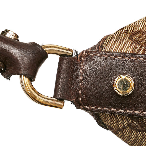 グッチ GGキャンバス ワンショルダーバッグ 153025 ブラウン ベージュ キャンバス レザー レディース GUCCI 【中古】